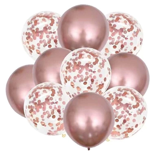 Balony dekoracja urodziny róż złoty konfetti 10x